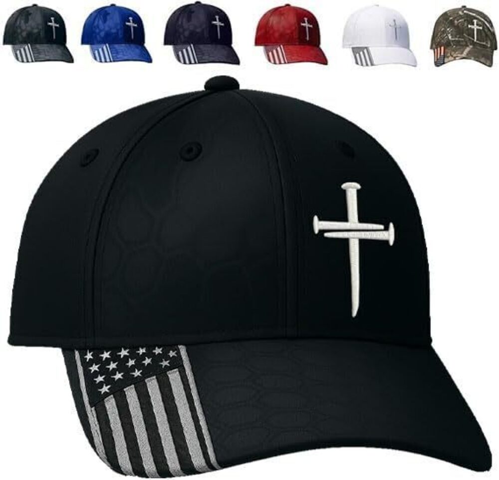 Black Baseball Cap for Men Three Nail Cross Embroidered